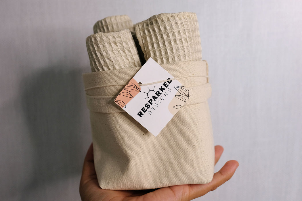 Fabric Basket for Kitchen Dishcloths