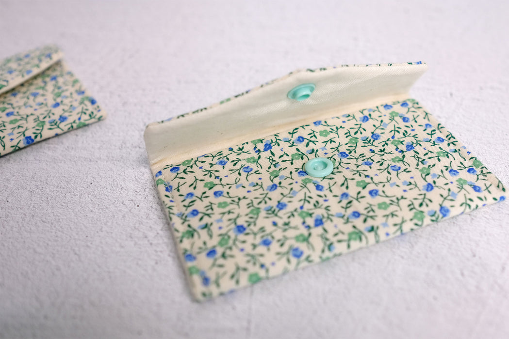 Blue and Green Ditsy Flowers - Fabric Wallet