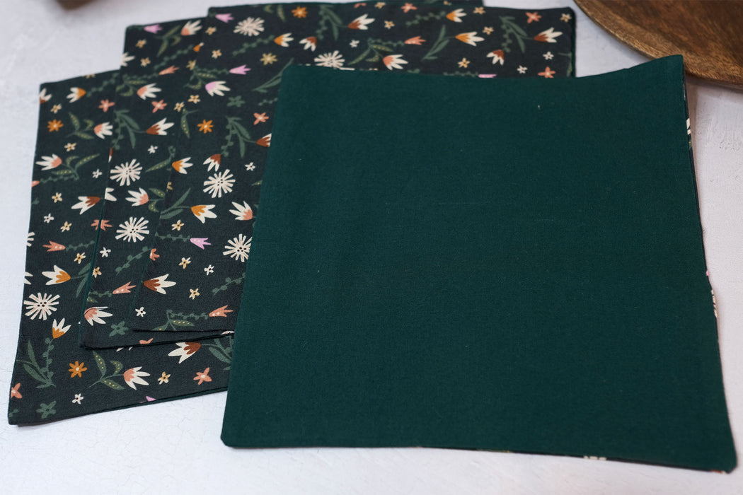 Green Floral Meadow - Cloth Napkins