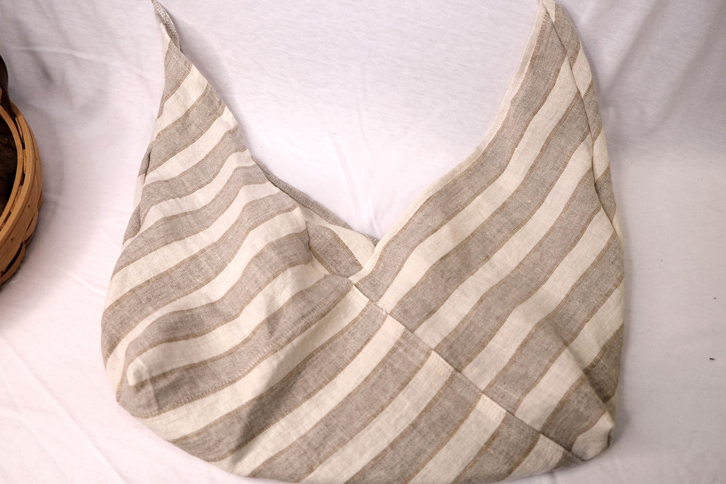 Neutral Stripes Linen - Bento Bag