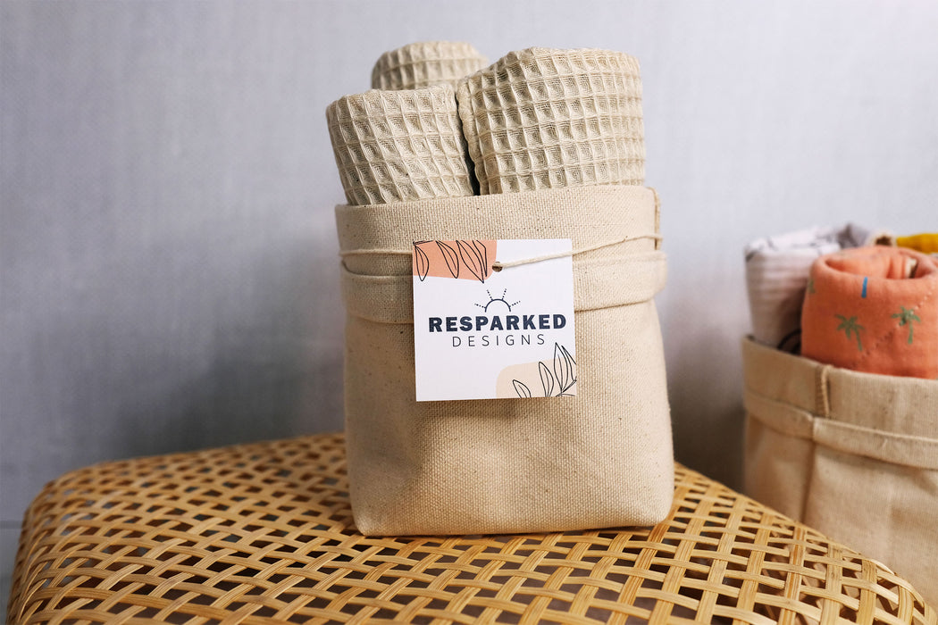 Fabric Basket for Kitchen Dishcloths