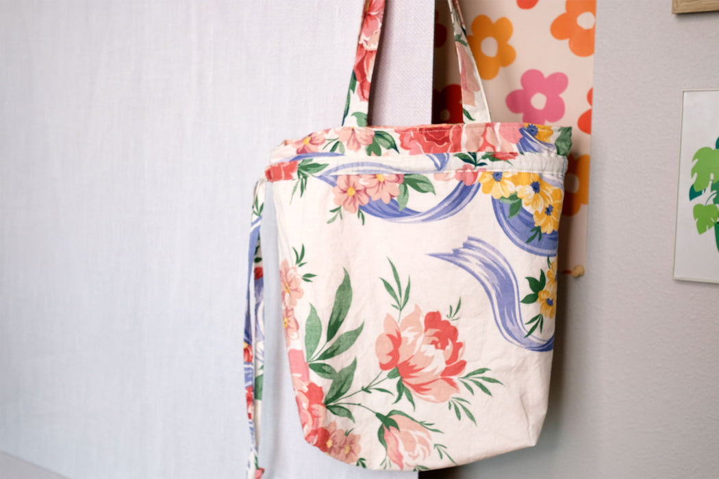 Floral & Gingham - Reversible Drawstring Bag | ReMade Collection