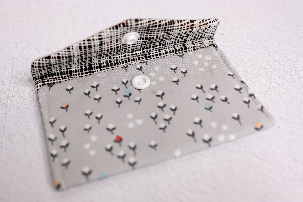 Little Gray Flowers - Fabric Wallet