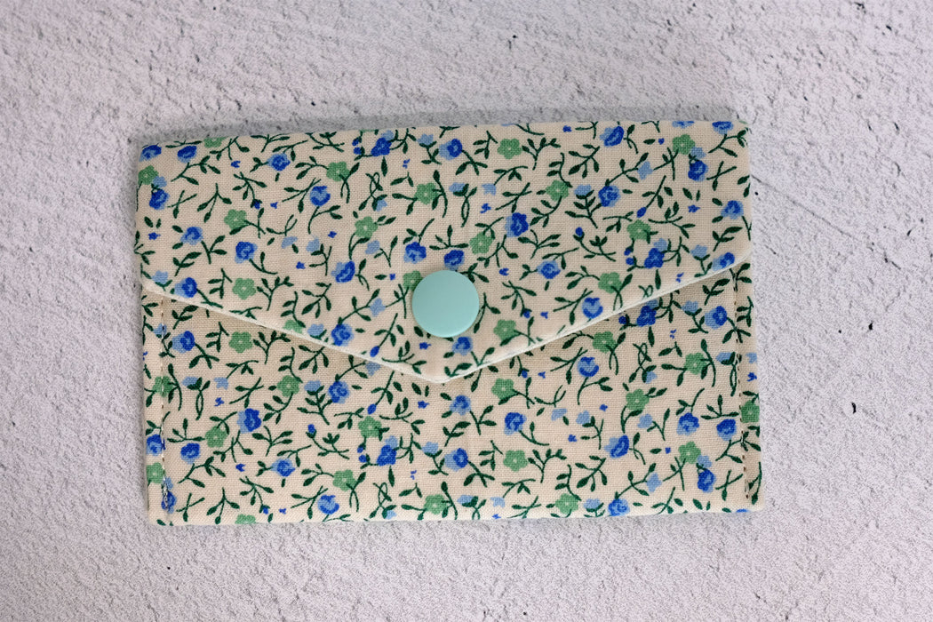 Blue and Green Ditsy Flowers - Fabric Wallet