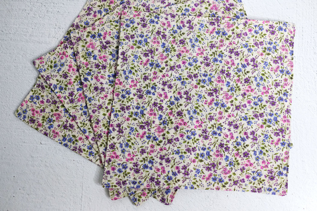 Pink and Purple Flowers - Set of 4 | ReMade Cloth Napkins