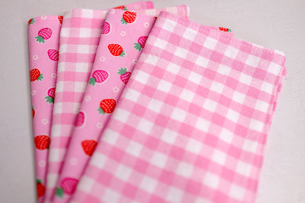 Homespun Pink Gingham - Cloth Napkins