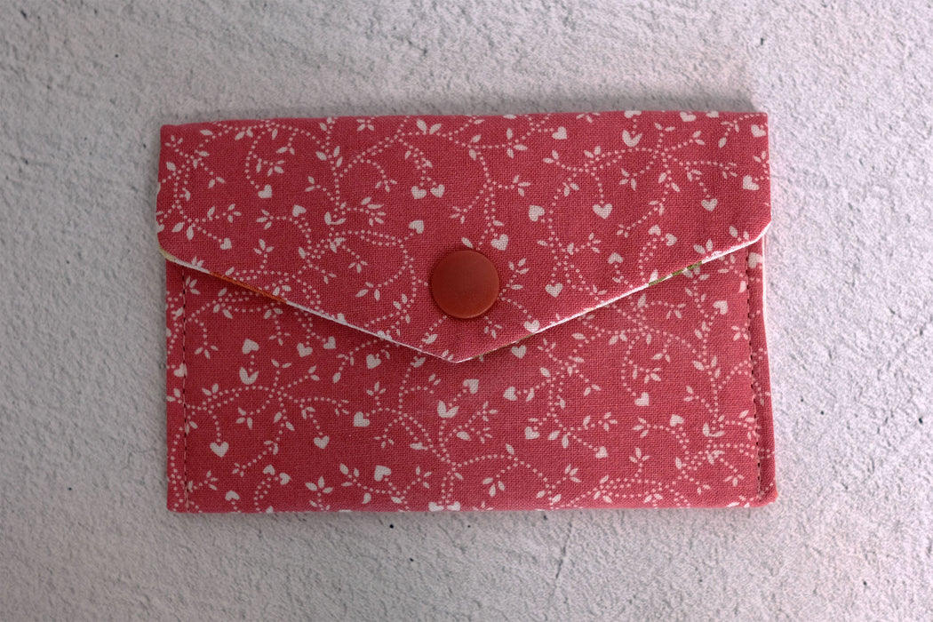 Vintage Red Hearts - Upcycled Fabric Wallet
