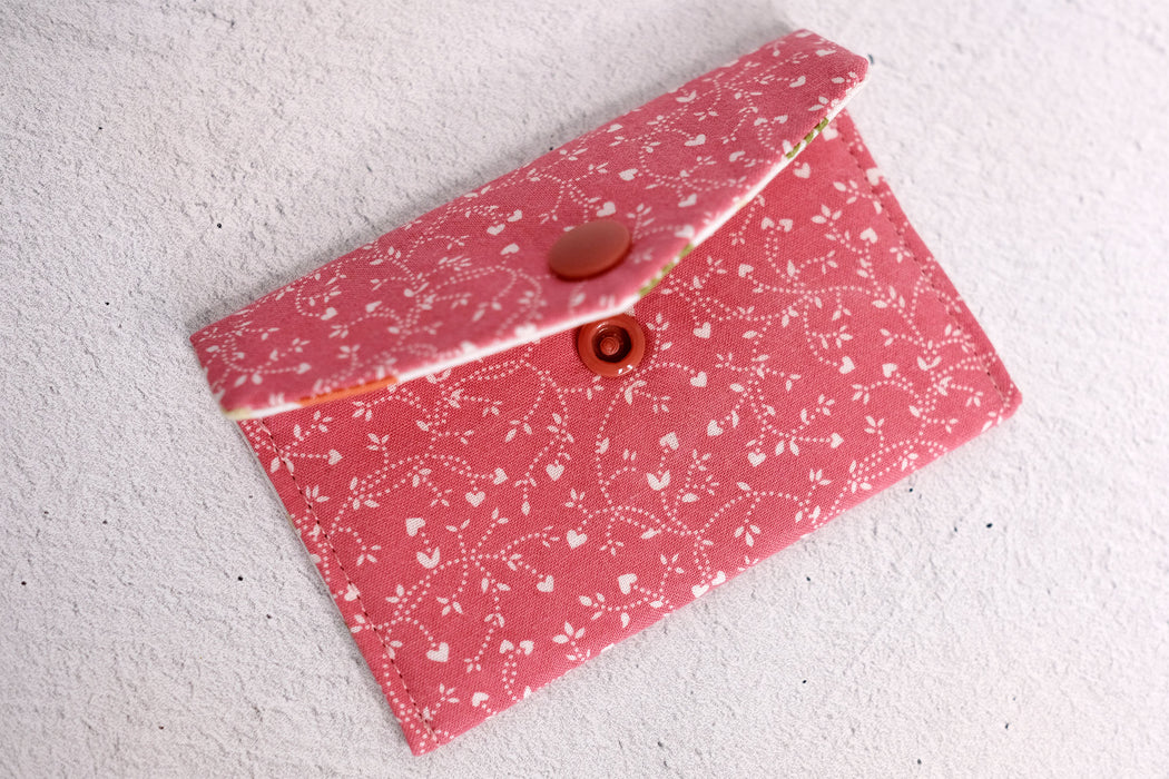 Vintage Red Hearts - Upcycled Fabric Wallet