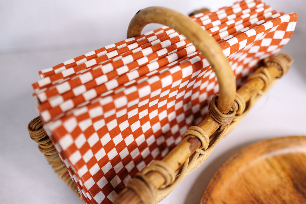 Rust Red Checkerboard - Cloth Napkins