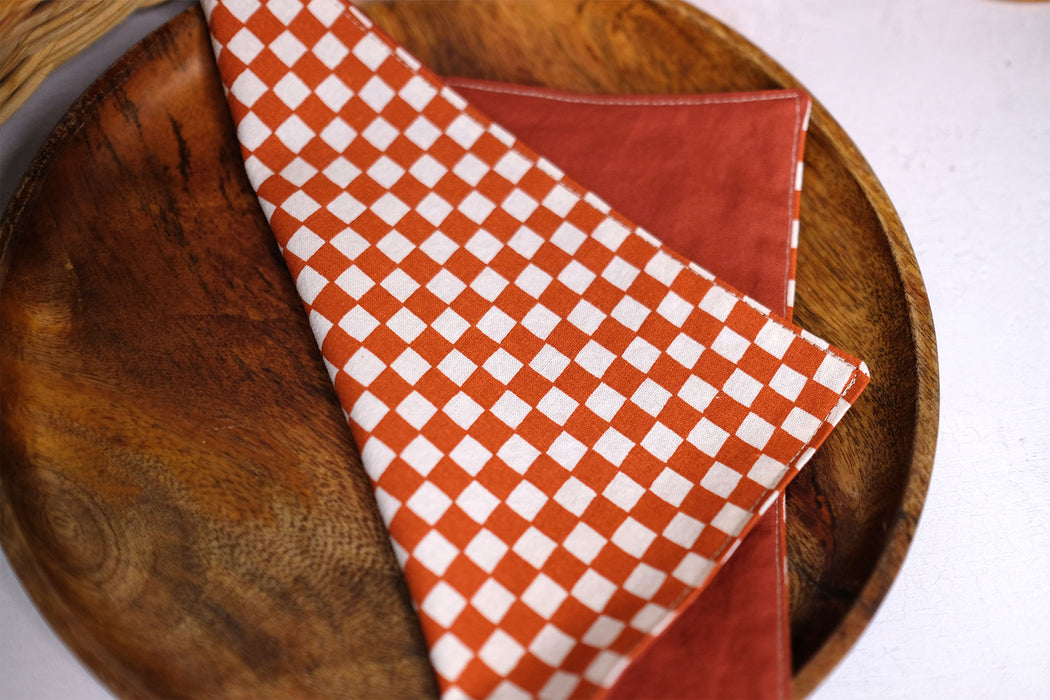 Rust Red Checkerboard - Cloth Napkins