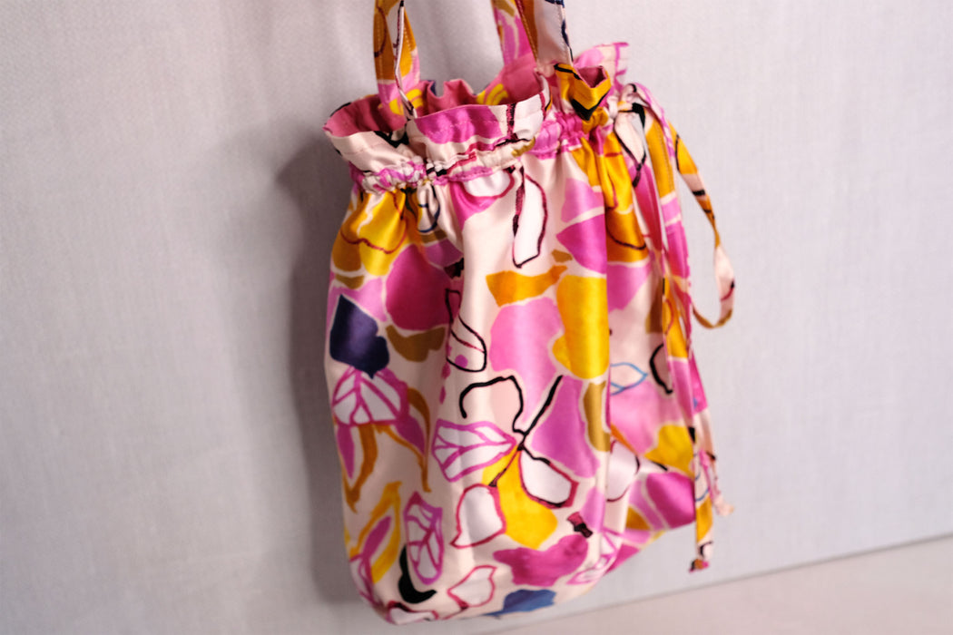 Pink Satin & Bananas - Reversible Drawstring Bag | ReMade Collection