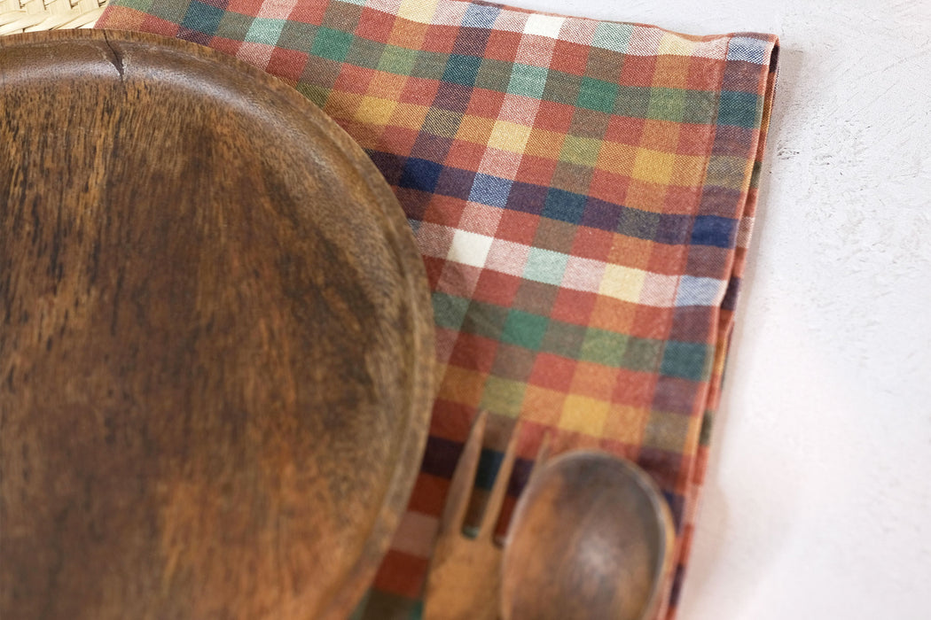 Autumn Plaid - Vintage Cloth Napkins, Dinner Size