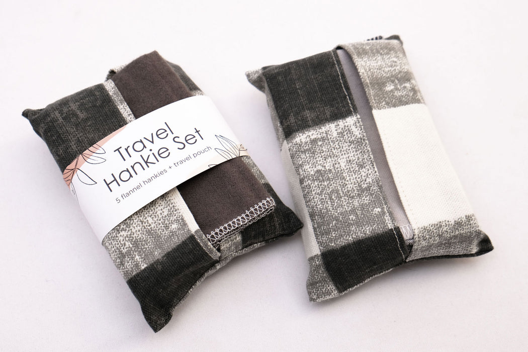 Black Checkered - Travel Hankie Set