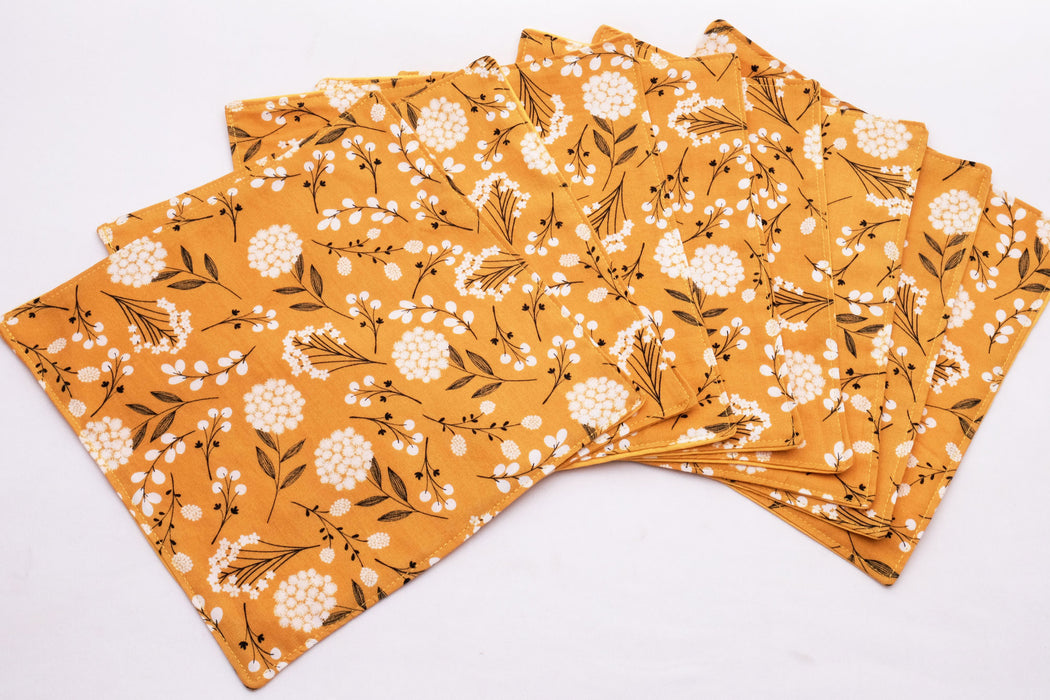 Golden Yellow Floral - Cloth Napkins