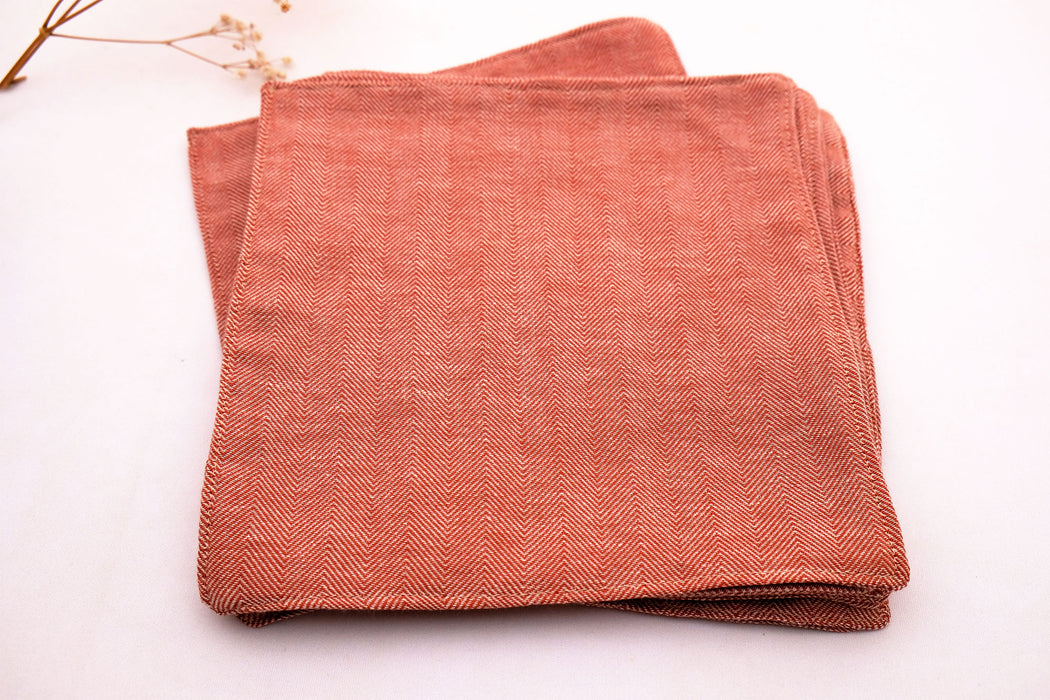 Herringbone Rust Red - Cloth Napkins