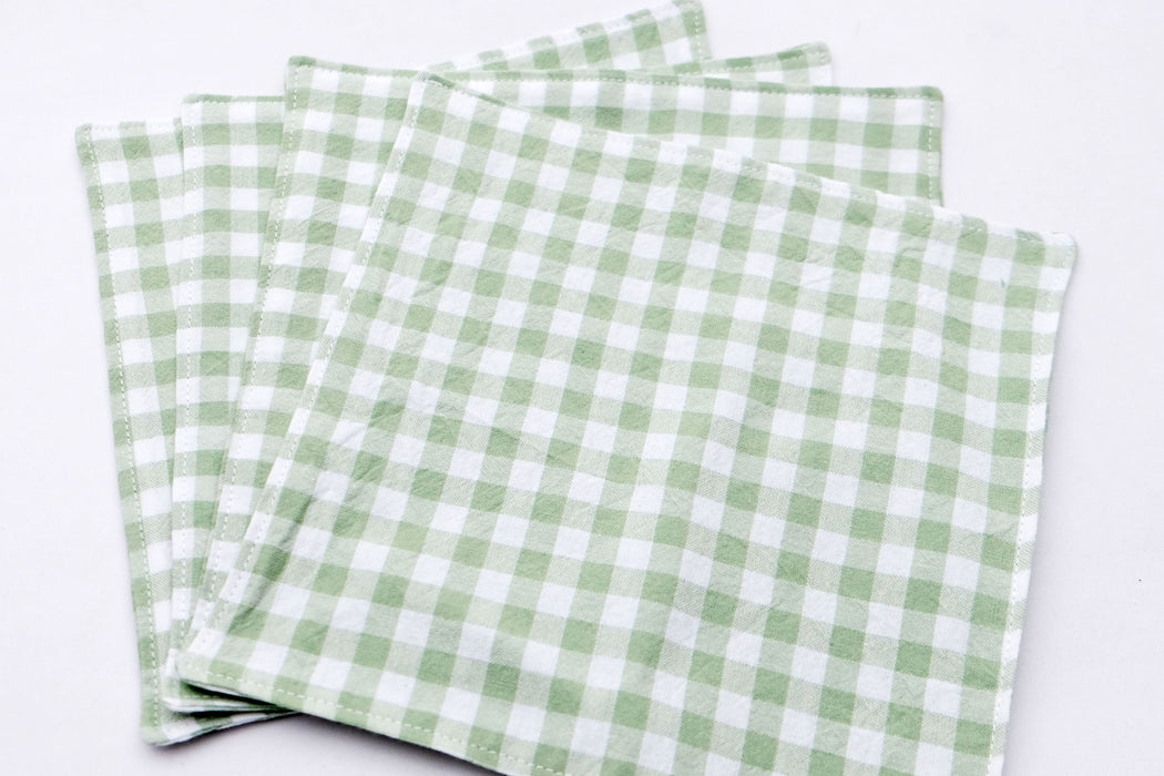 Homespun Light Green Gingham - Cloth Napkins