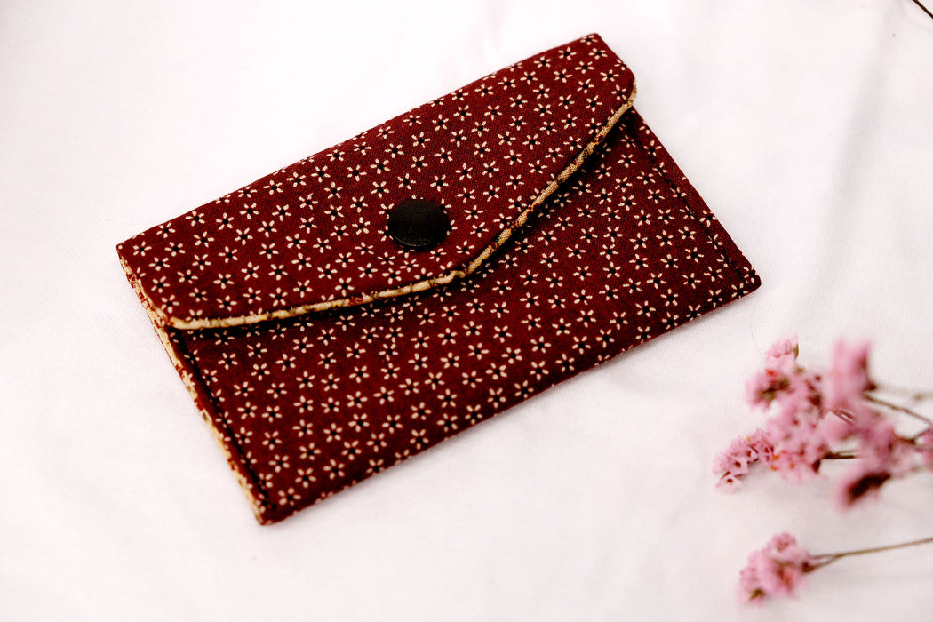 Maroon Flowers - Upcycled Fabric Wallet