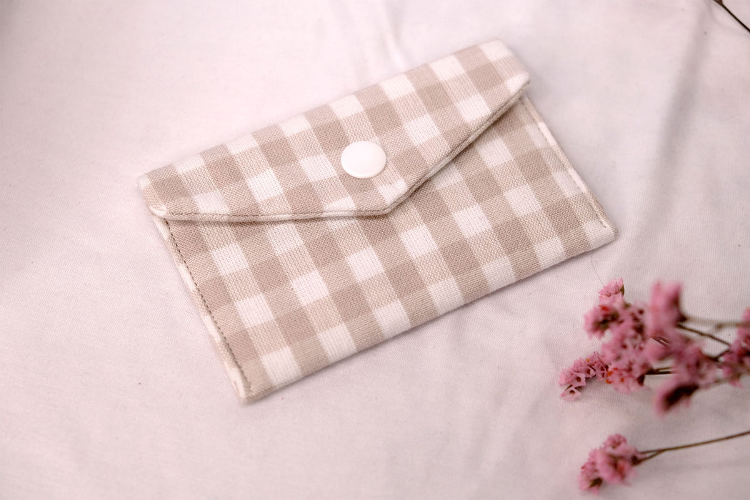 Tan Gingham - Fabric Wallet