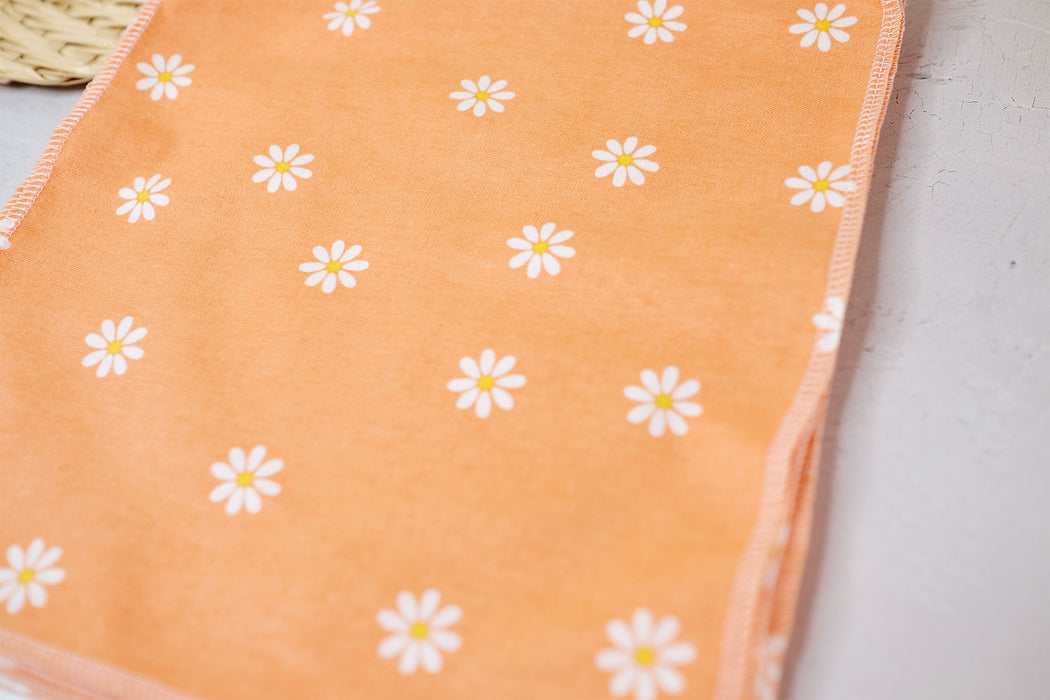White Daisies on Orange - Paperless Kitchen Towels